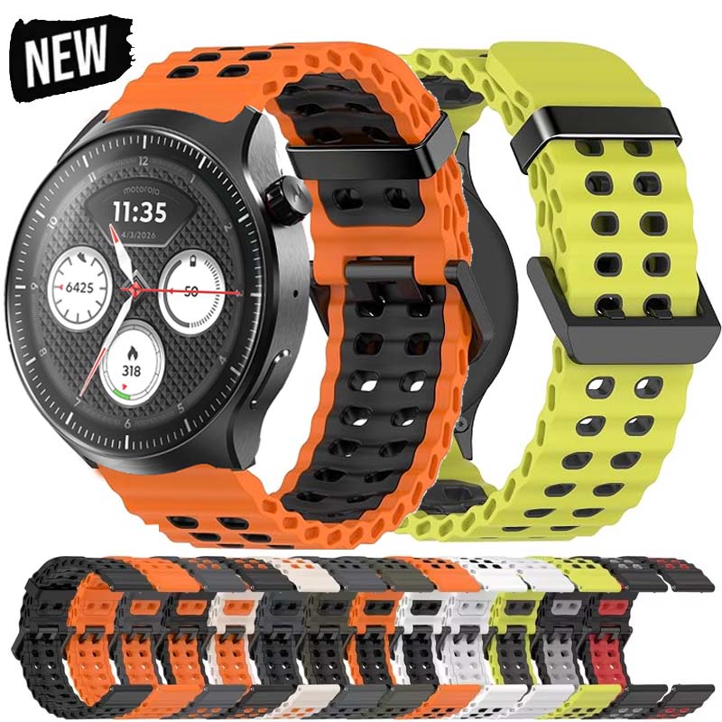 Motorola Smartwatch Accessories - สายซิลิโคนสองสี ระบายอากาศได้ดี สำหรับ Moto Watch Ultra