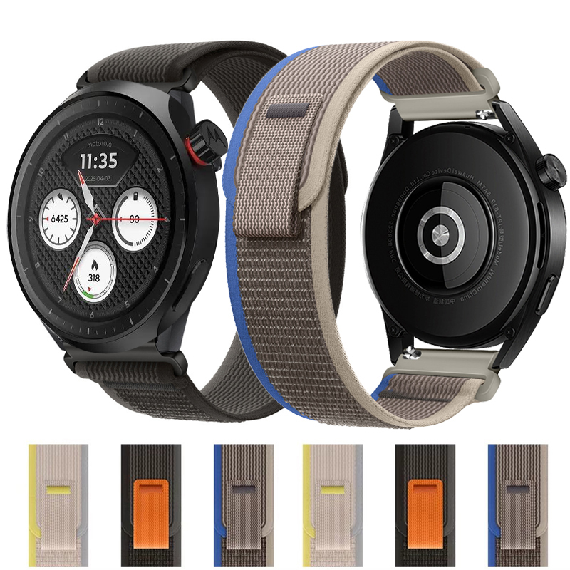 Motorola Smartwatch Accessories - 20/22 มม.สายไนลอนสำหรับโมโตโรล่า โมโต วอทช์ 2026 ลูปแบนด์สำหรับโมโต