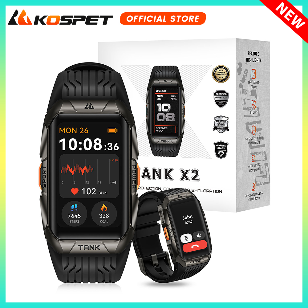 Smartwatch X2 - KOSPET TANK X2 สมาร์ทนาฬิกาสําหรับชาย IP69K กันน้ํา