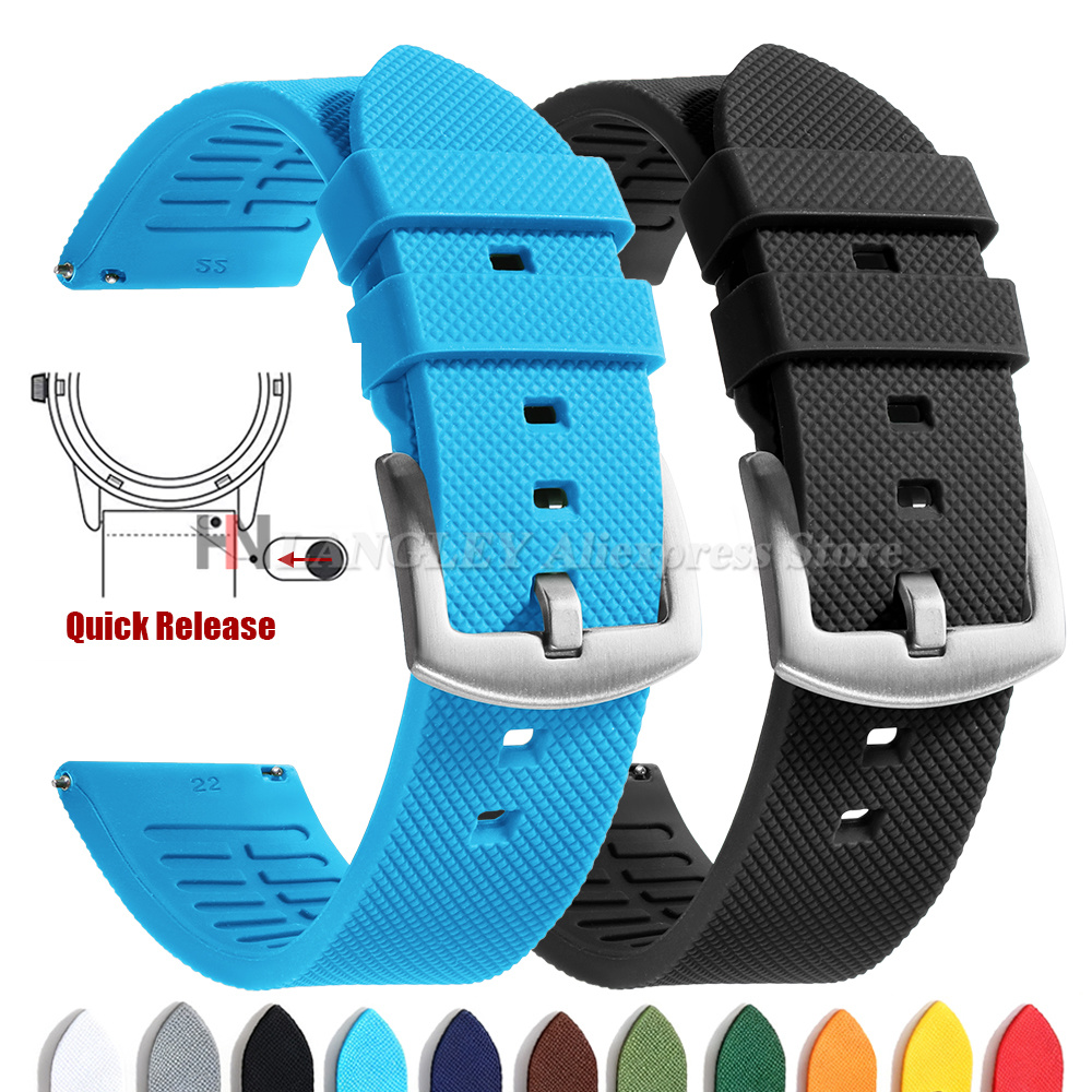 Fossil Smartwatch Accessories - สายนาฬิกายางนุ่มสไตล์ทรอปิคอลคลาสสิกสำหรับนาฬิกา Seiko ขนาด 20 มม. 22