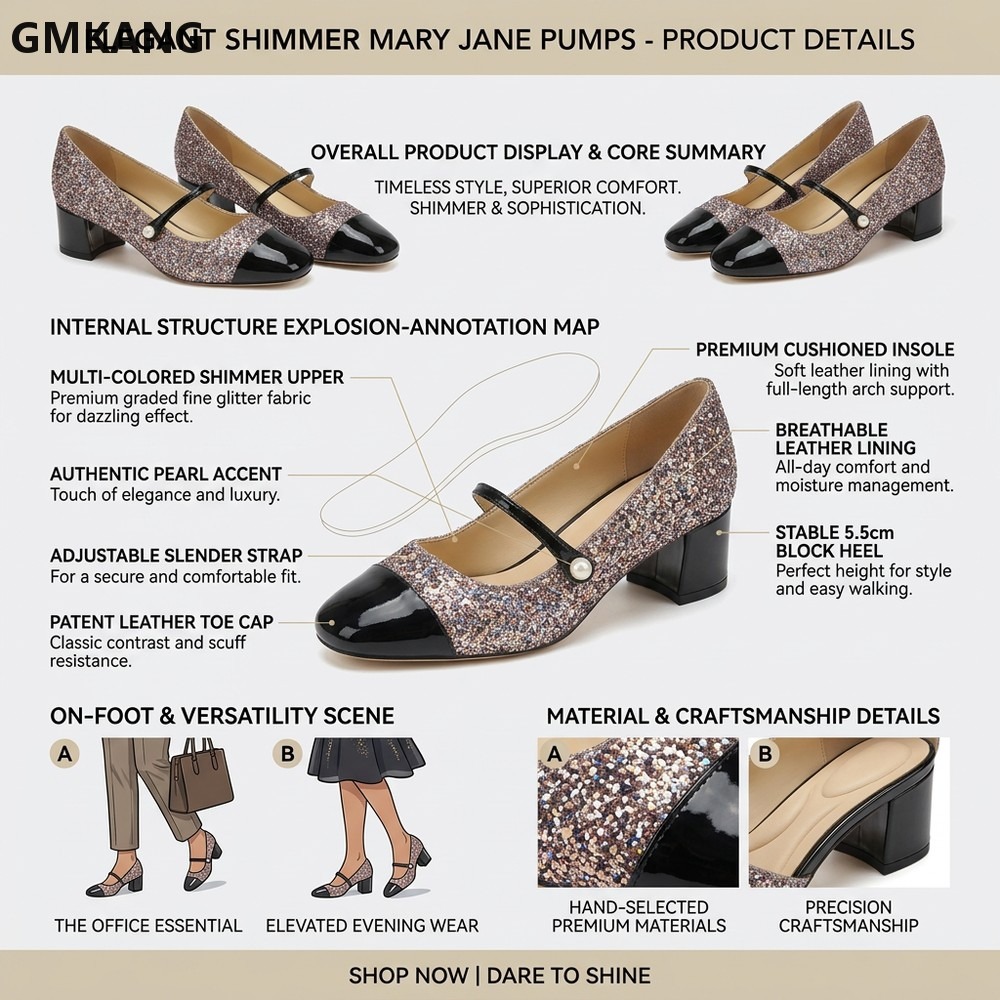 รองเท้าส้นตึกแบบแมรี่เจน คลาสส - Leather Classic Strap บทวิจารณ์และราคา