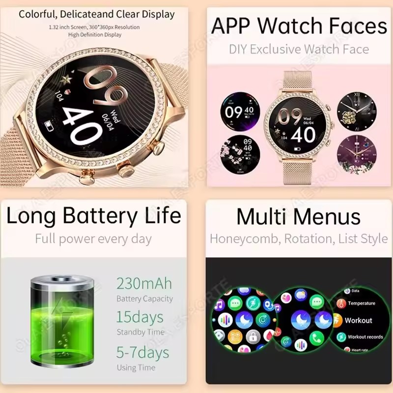 สมาร์ทวอทช์สำหรับผู้หญิง ดีไซน - Smartwatch X12 บทวิจารณ์และราคา
